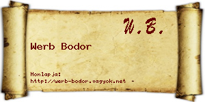 Werb Bodor névjegykártya